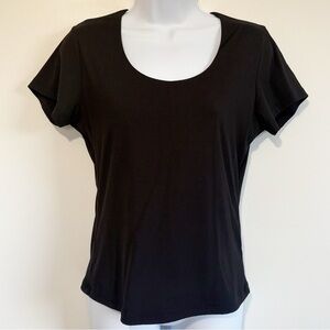 TAHARI Short Sleeve Top Black Ribbed Small